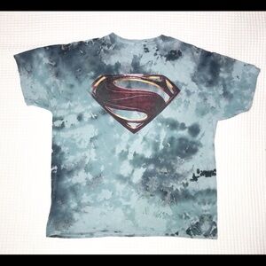 Tie-dye Superman crest on chest t-shirt